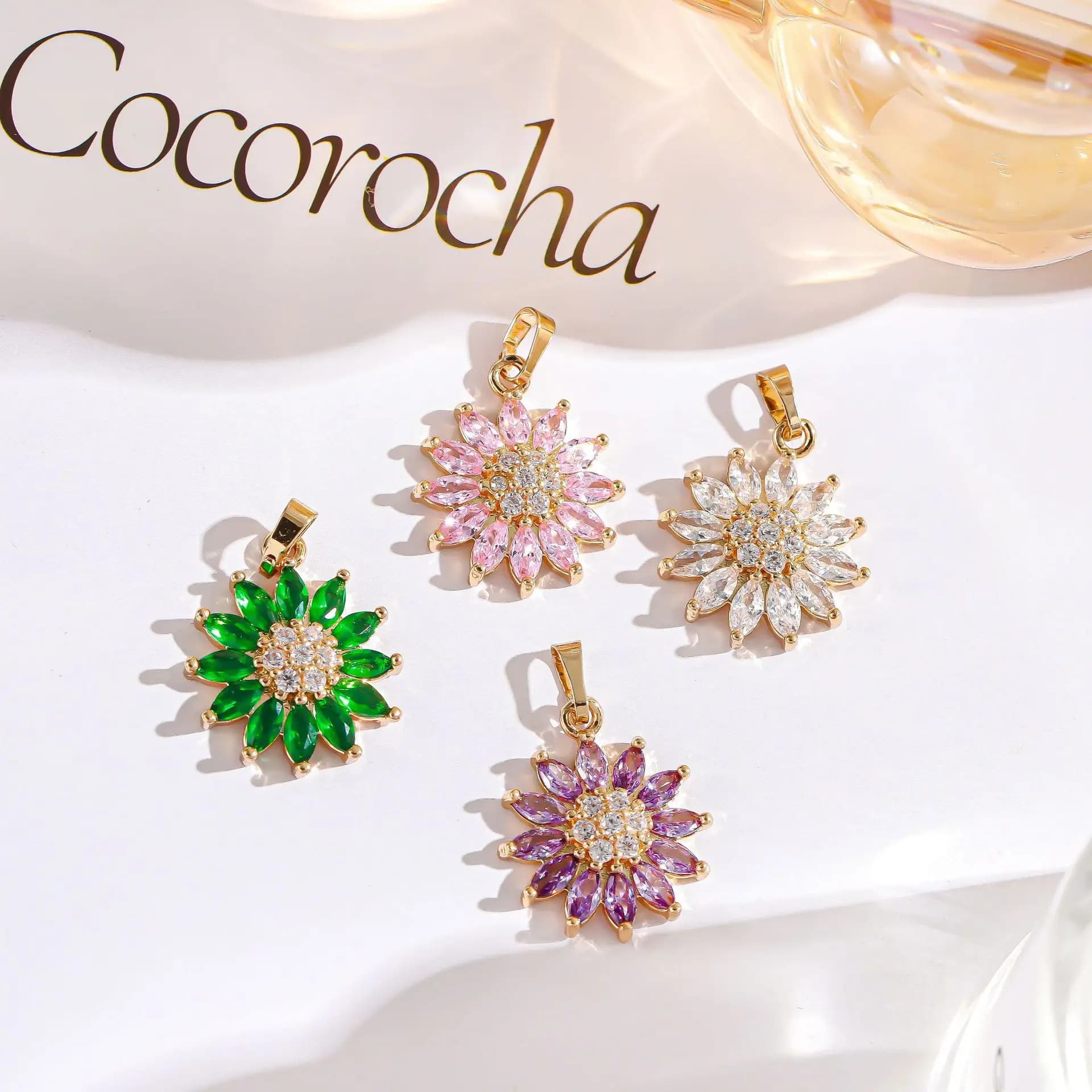 10 pcs/horse sale hot jewelry diy accessories with melon seeds buckle inlaid with small stained zircone chrysanthemum pendant
