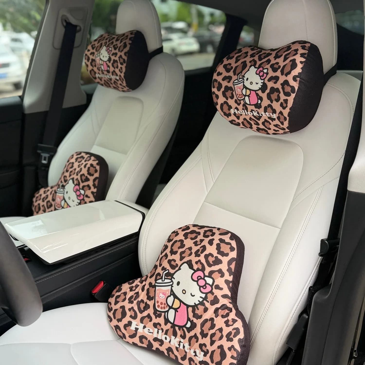 Hello Kitty Car Neck Pillow Memory Foam Protective Lumbar Back Support Breathable Car Headrest Cushion Relieve Stress Pillow