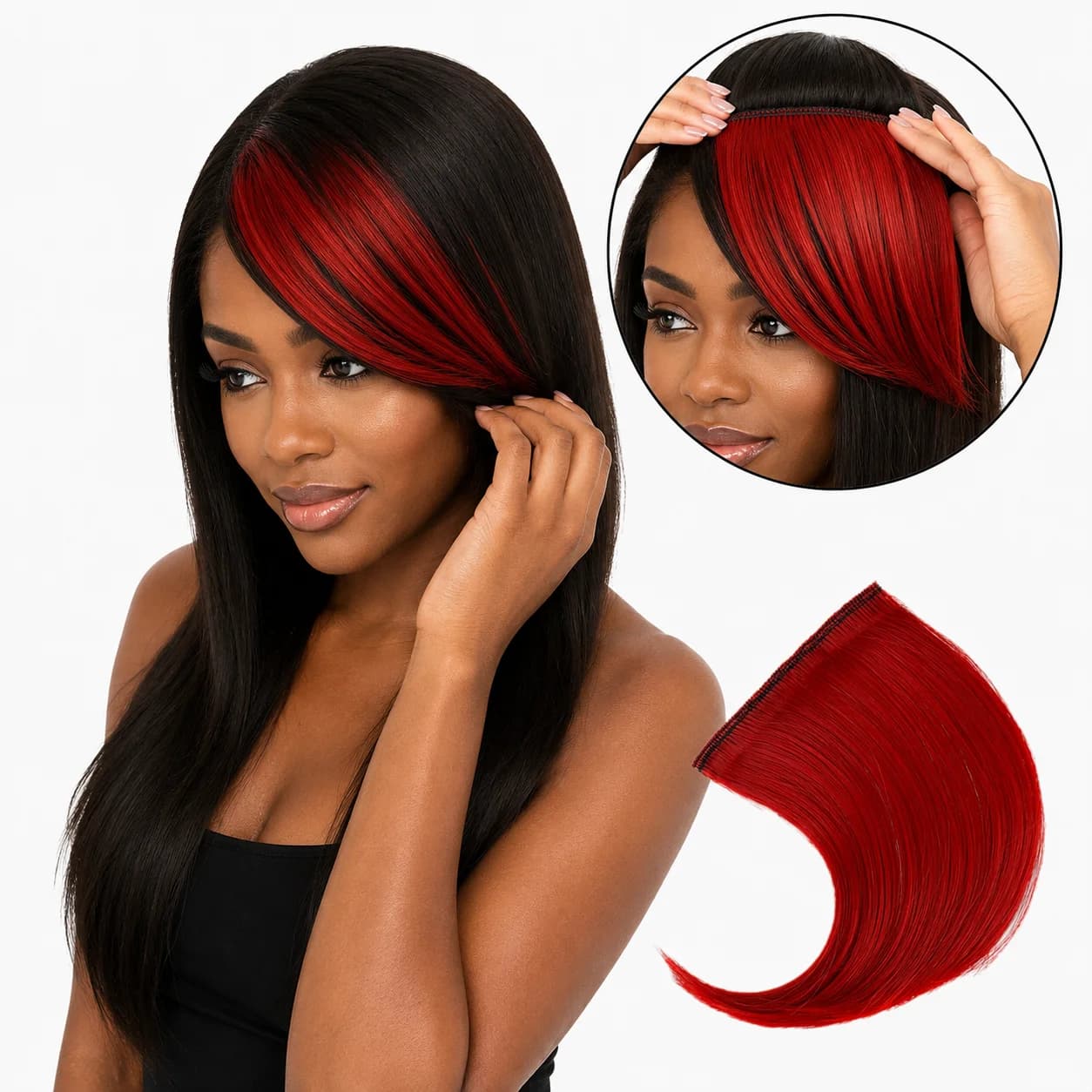 7g Matte High-Temperature Fiber Clip-In Bangs Hair Extension Colored Highlight Fringe Piece for Women Daily Party Styling