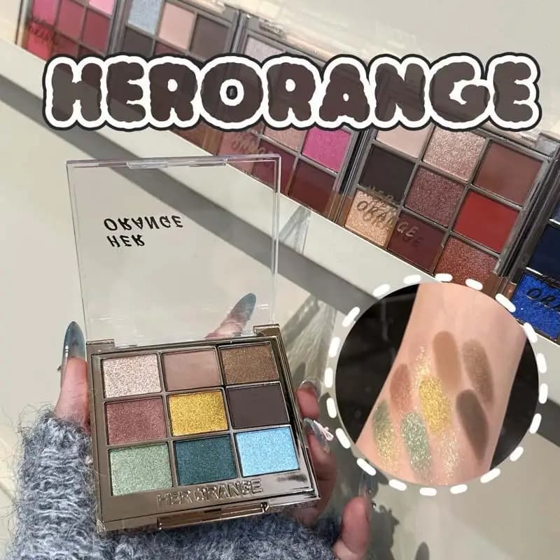 【HERORANGE Palette di ombretti 9 in 1, colore grigio freddo, fine, a lunga durata, facile da applicare, trucco opaco e lucido per cosmetici da donna】