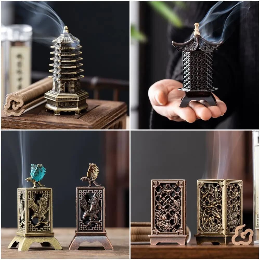 New Chinese Style Incense Burner Zinc Alloy Vertical Indoor Aromatherapy Accessories Good Symbolism Incense Holder