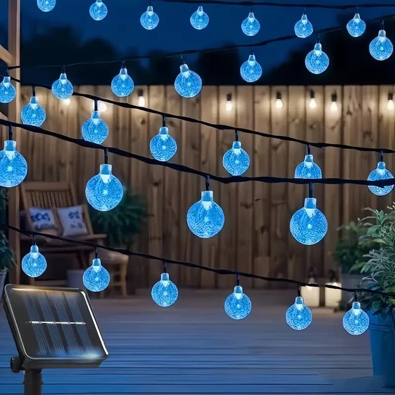 1pc 20/30 LED Halloween Solar Crystal Globe String Lights con 8 modalità di illuminazione Viola/Blu per la decorazione del cortile del giardino di casa