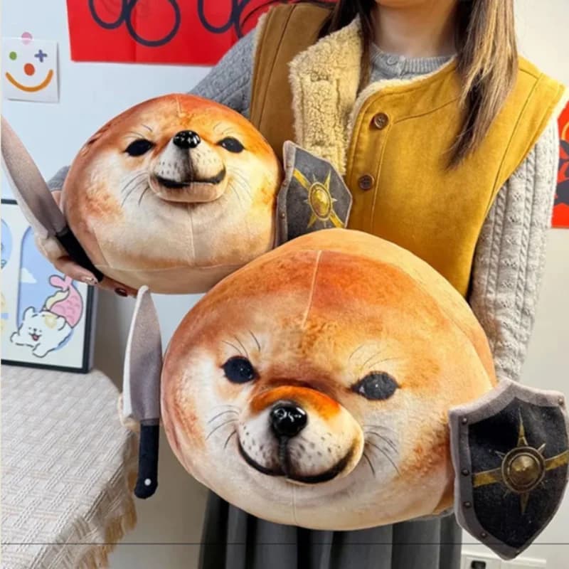 Cuscino in peluche creativo e divertente a forma di cane Shiba Inu da 35cm/45cm, morbido e confortevole, bambola in peluche stampata, cuscino decorativo per la casa, regalo a sorpresa