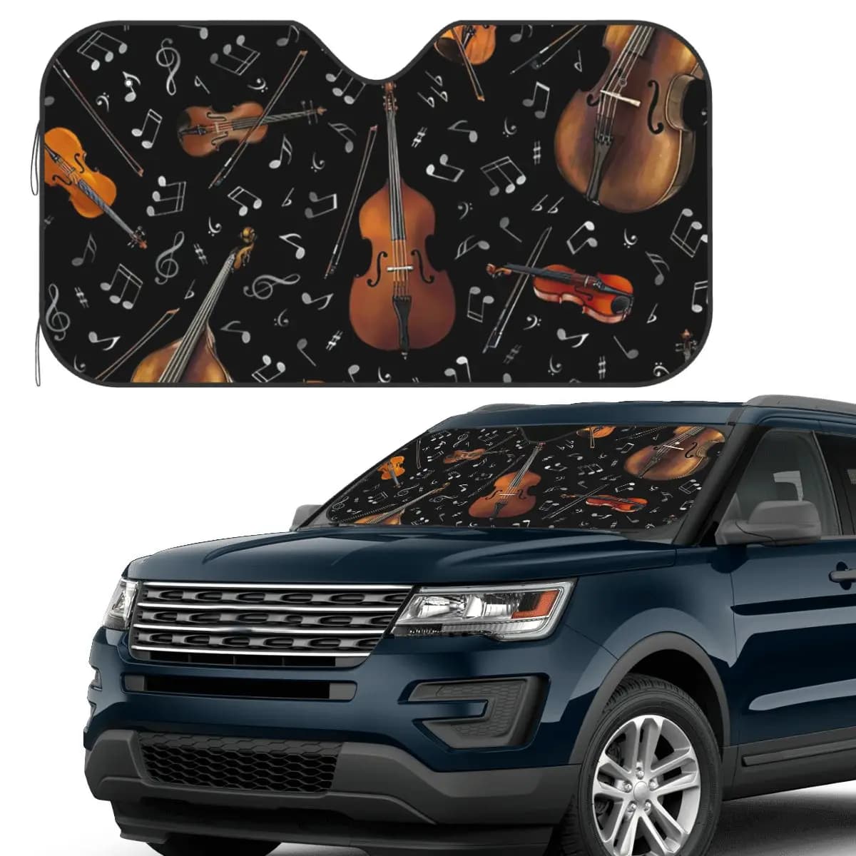 Violino Note musicali su parasole nero Parabrezza Parabrezza anteriore per auto Finestra Visiera parasole Accessori Coperture