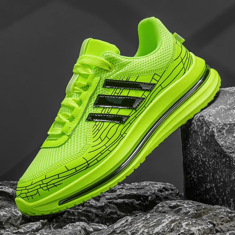 Sneakers con imbottitura elastica morbida a tutta lunghezza in rete traspirante, scarpe da corsa casual unisex con design a tre strisce, scarpe versatili da esterno leggere e antiscivolo