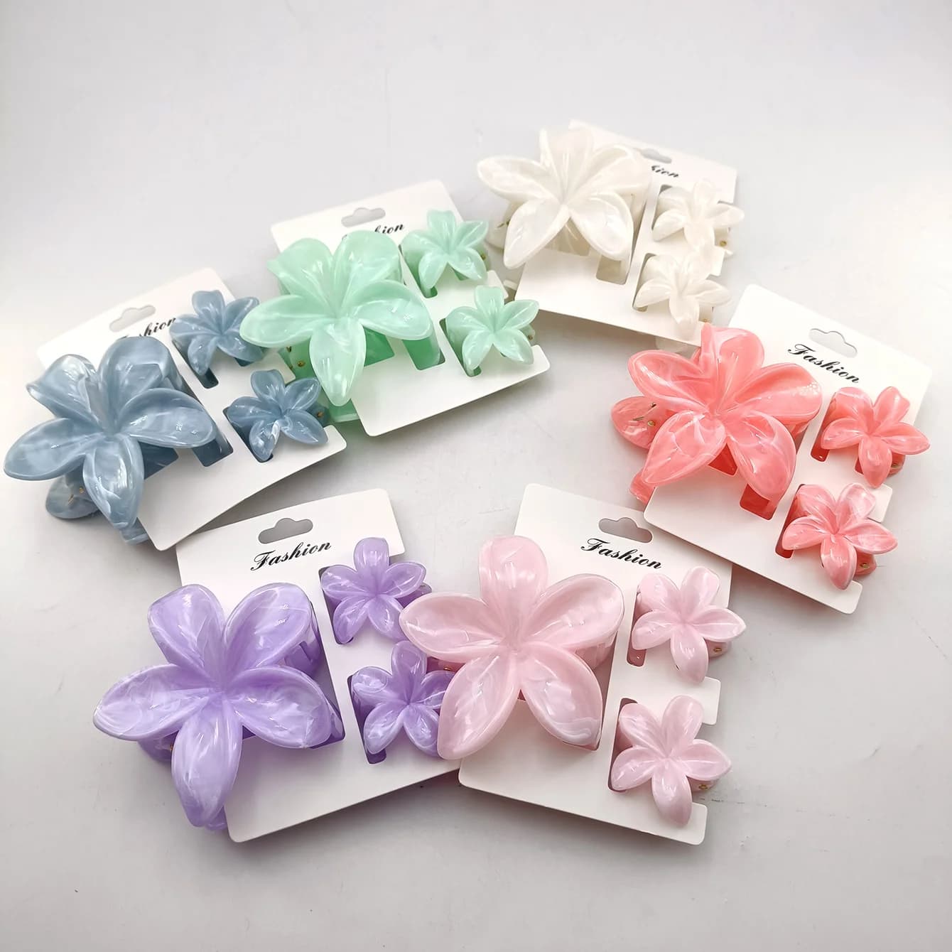 3/6/9/12PCS Hawaiian Gradient Flower Hair Claw Clip For Women Girl Fashion Plastic Non Slip Hairpin Barrette Hair Accessories
