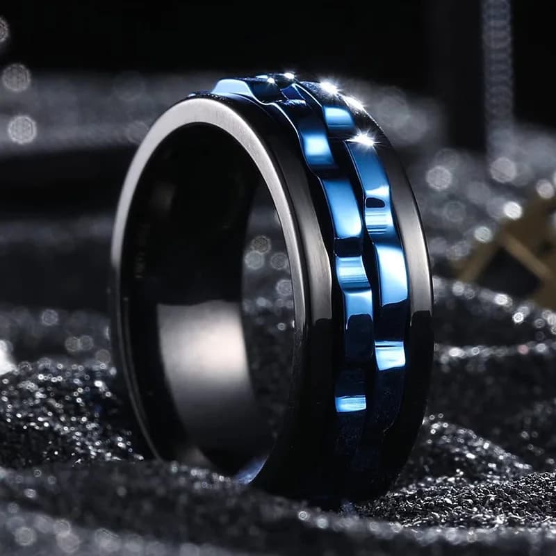 Fashion Punk Gear rotante ansia Fidget Ring catena in acciaio inossidabile Spinner anelli per gli uomini Rock Biker regalo di gioielli per feste di matrimonio