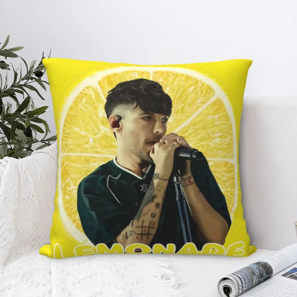 Cantante Louis Tomlinsons Limonata Fodere per cuscini quadrati Fodera per cuscino per sedile Divertente decorazione per la casa Fodera per cuscino 40 * 40