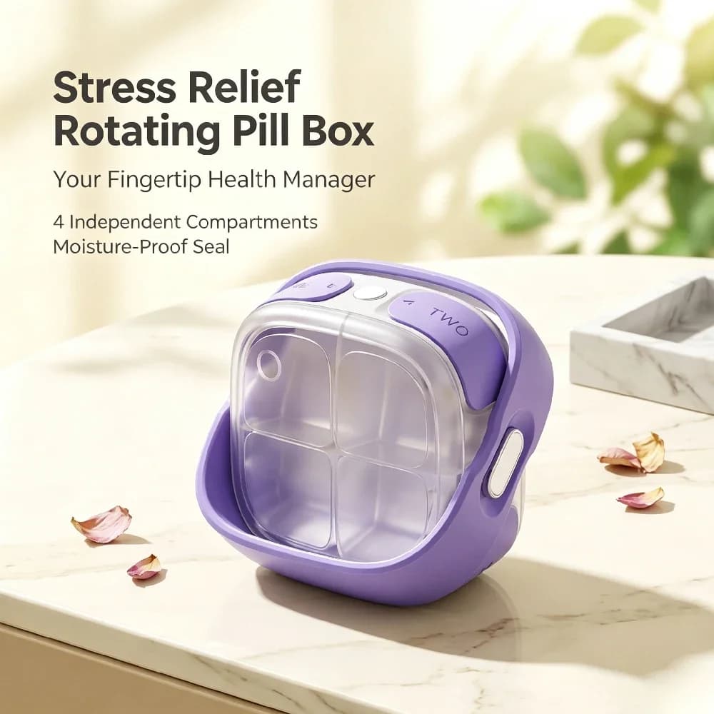 Automatic One-Touch Pop Out Pill Dispenser,4 Compartments Leakproof Travel Pill Case, Organizer for Pills,Vitamins & Supplements