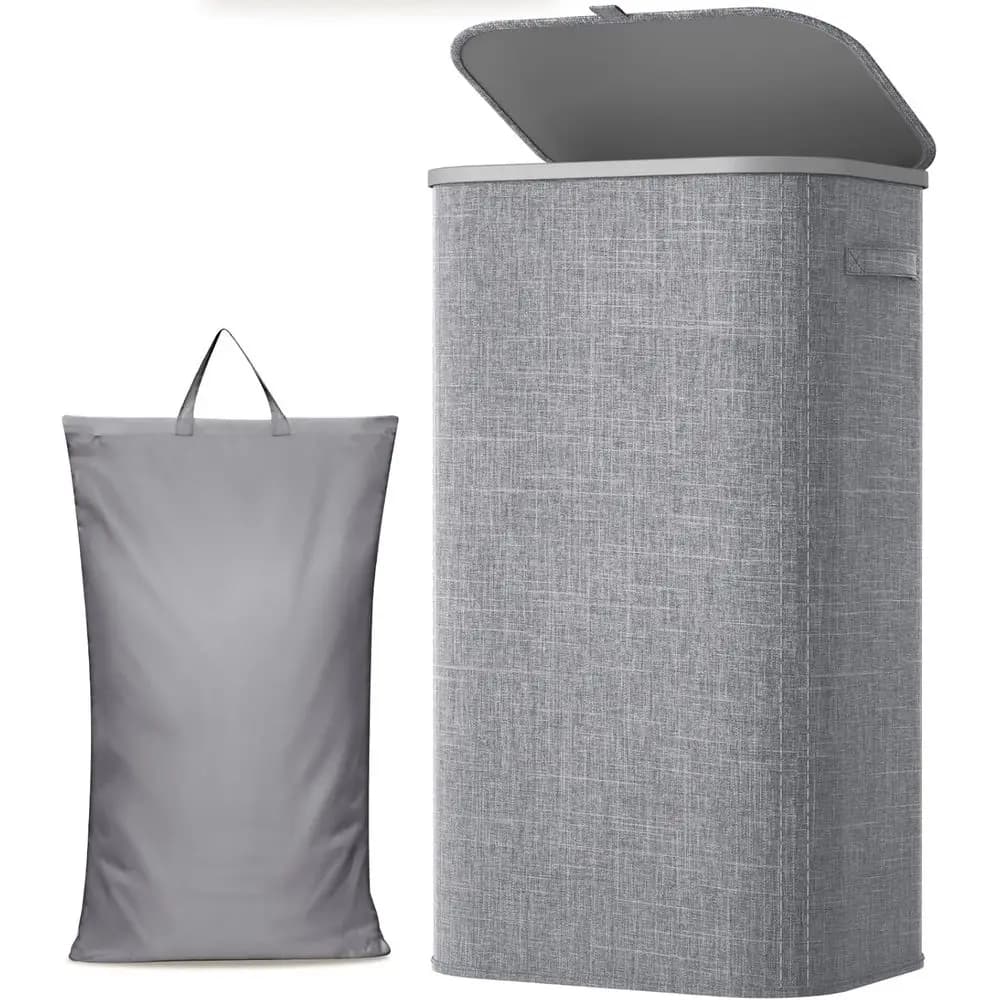 Grande cesto portabiancheria pieghevole con coperchio e manici, borsa rimovibile per vestiti, ideale per lavanderia, camera da letto e dormitorio - leggero
