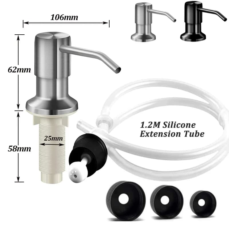 Kit pompa dispenser sapone in acciaio inossidabile, tubo di prolunga per lavello cucina e bagno, sapone liquido, lozione, pompa pressa manuale detersivo