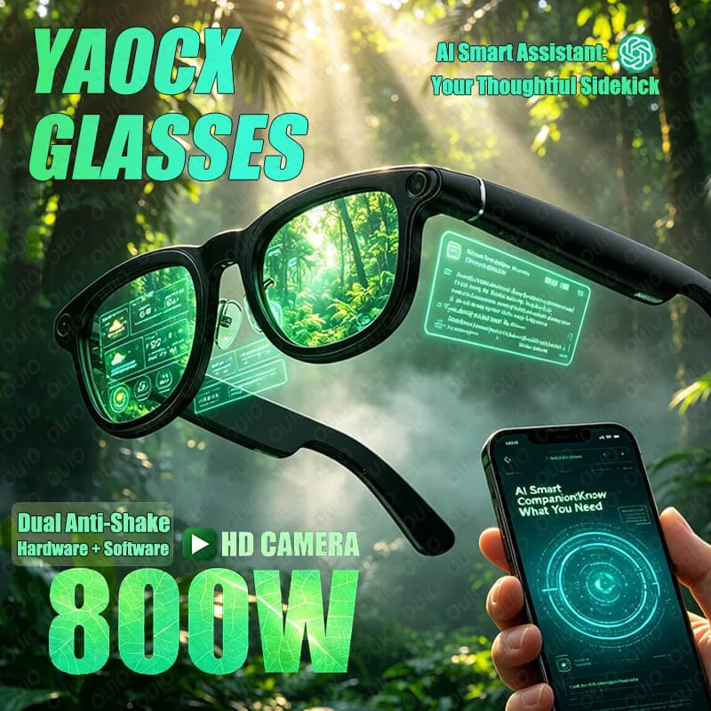 Nuovi Occhiali Smart 2026 con Display LED Laterale, Batteria a Lunga Durata, Registrazione Video HD 800W, Doppio Microfono con Riduzione del Rumore
