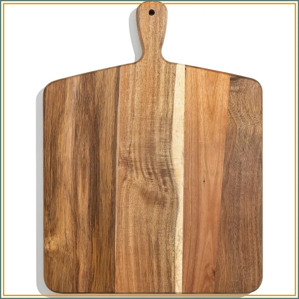 Acacia Wood Cutting Board with Handle, 17"x13" - Versatile Serving & Chopping Board for Meat, Cheese, Vegetables