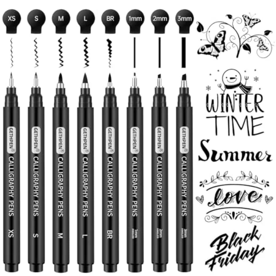 Calligraphy Pen, Calligraphy Pens for Writing, Brush Pens Calligraphy Set for Beginners, Calligraphy markers, Black Archival In