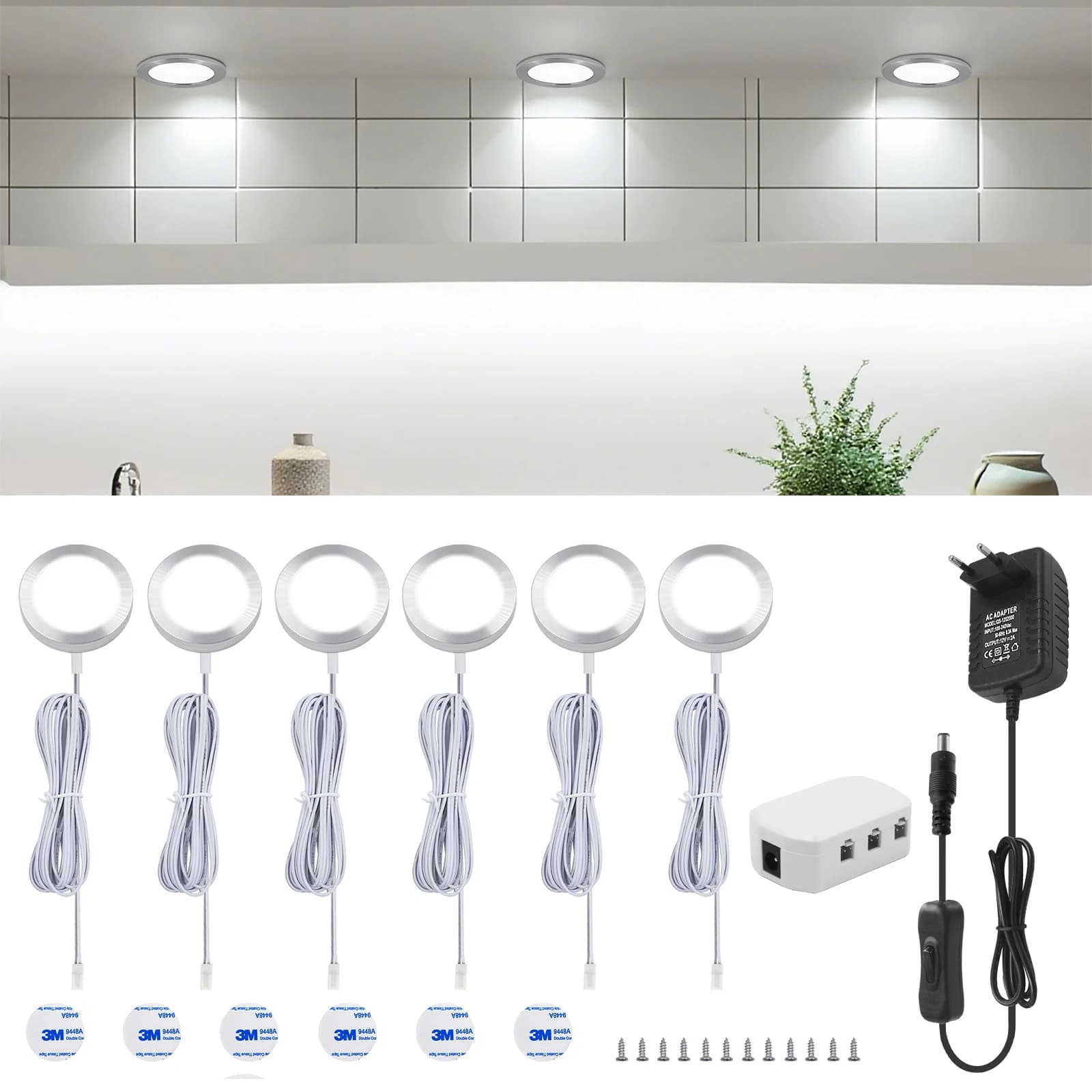 Kit di Luci LED Sottopensile, Illuminazione per Armadi, Guardaroba, Cucina, Luce Notturna Decorativa per Camera da Letto