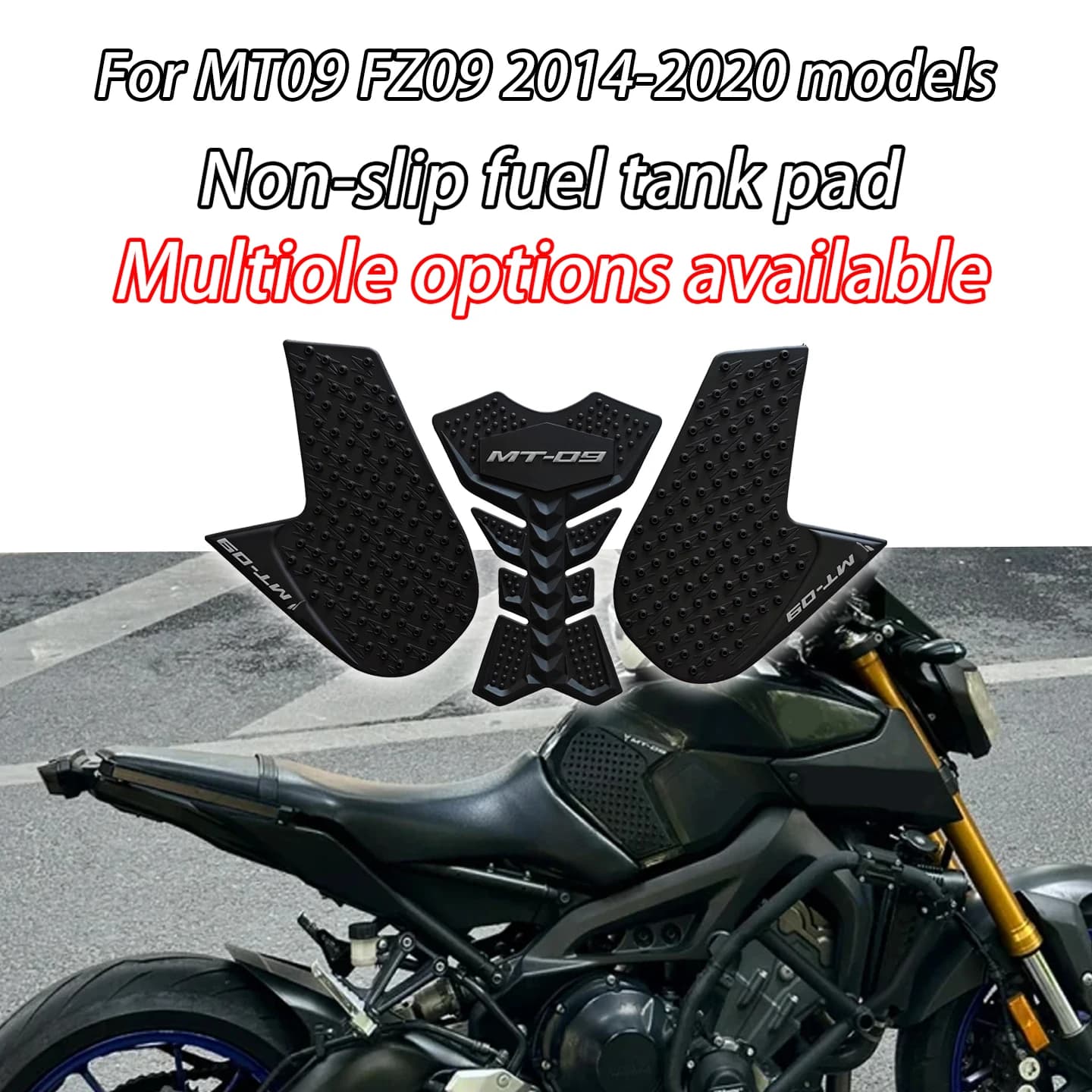 Adesivi per moto Yamaha MT09 V1 V2 MT09SP FZ09 FZ09SP 2013 2014 2016-2020, adesivo antiscivolo per serbatoio, adesivi per protezione ginocchia.