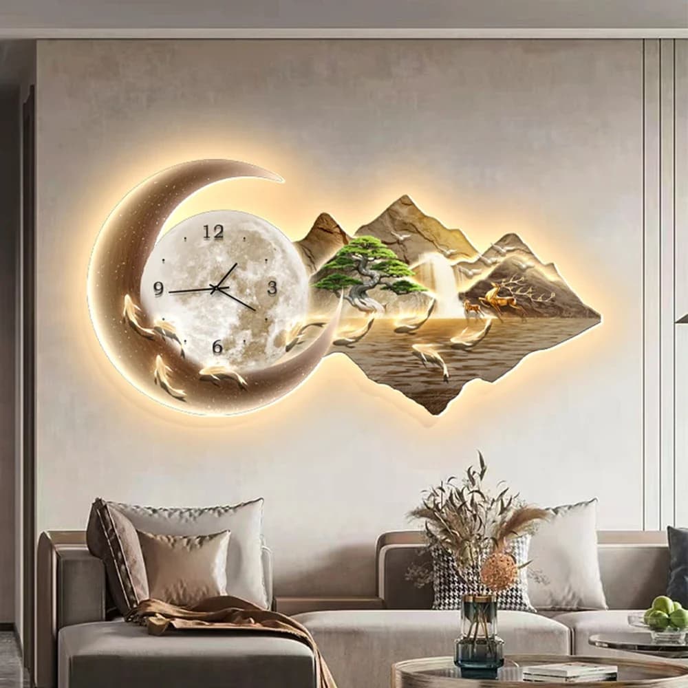 Orologi da parete nordici luminosi Elegante arte in metallo Orologio unico per la decorazione della casa per la camera dei bambini Accessori interni estetici Regalo perfetto