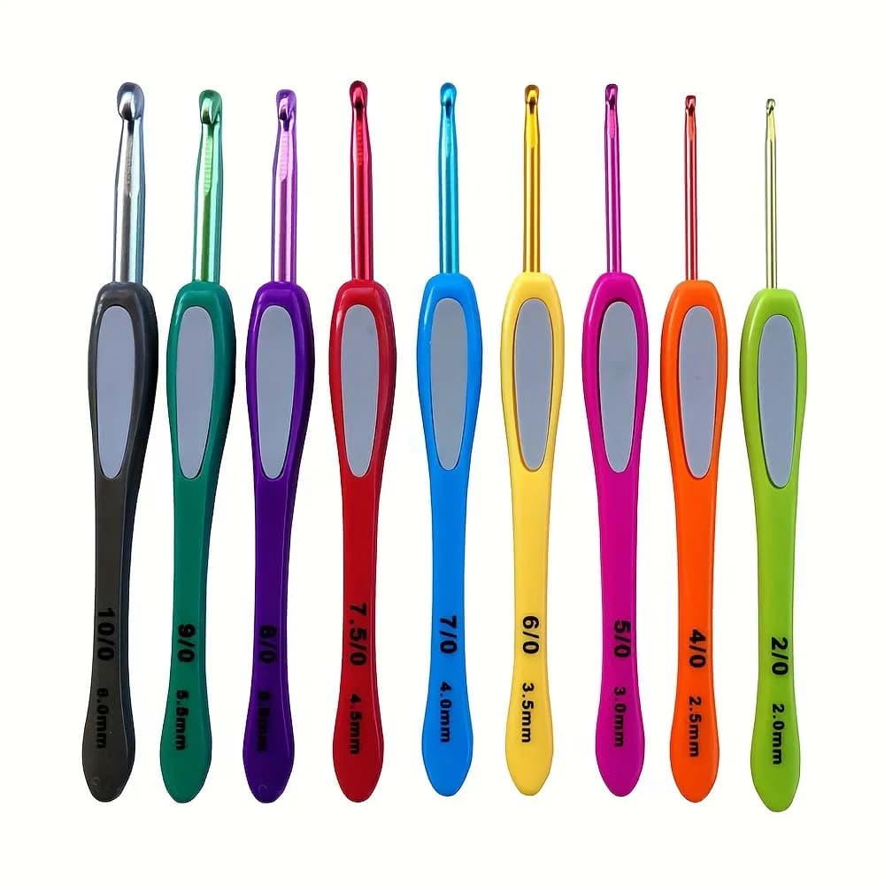 1Set di strumenti per maglieria aghi per maglione gambo in plastica colorato appliqued uncinetti in alluminio Set spesso e sottile ferri da maglia
