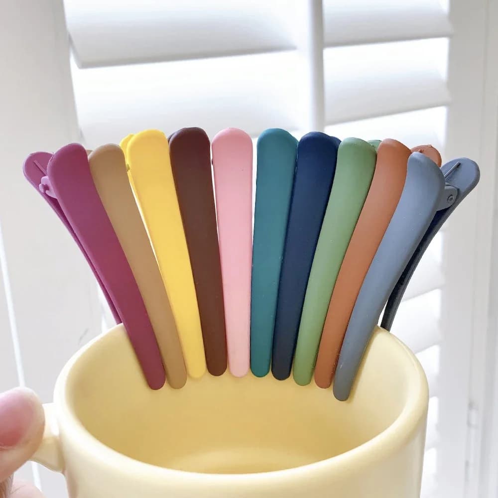 Set di 4 Clip a Becco d'Anatra in Colori Vivaci, Fermagli per Capelli Fai-da-Te, Accessori per Acconciature, Strumenti Professionali per Salone