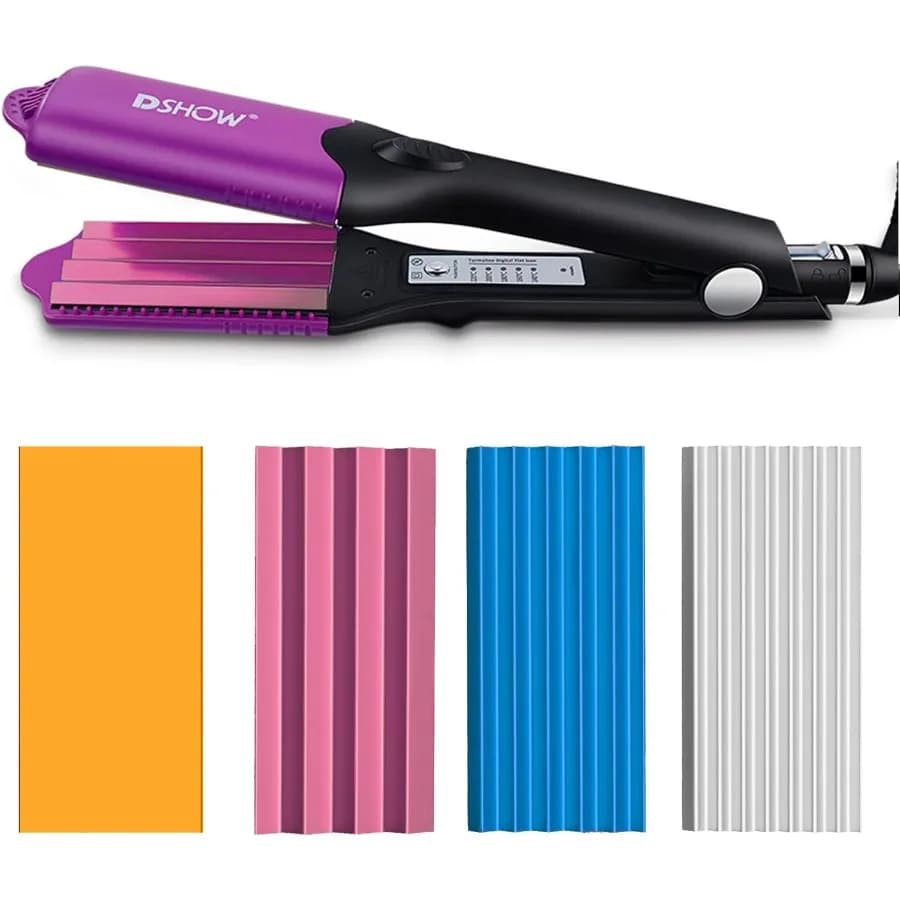 Hair plate 4 in 1 for hair, hair plate, iron hair curler with 4 interchangeable plates for titanium ceramic crimp