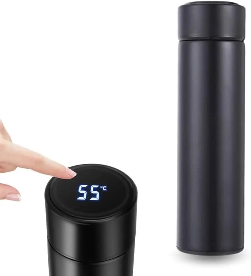 Borraccia Termica Intelligente da 500ML per Auto, Tazza Isolante Sottovuoto Antigoccia, Adatta alla Maggior Parte dei Portabicchieri