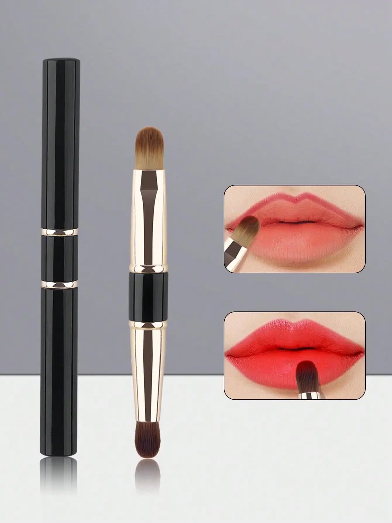 Dual‑ended Travel Makeup Brush With Dust‑proof Cap Soft Bristle Eyeshadow Concealer Detail Cosmetic Brush