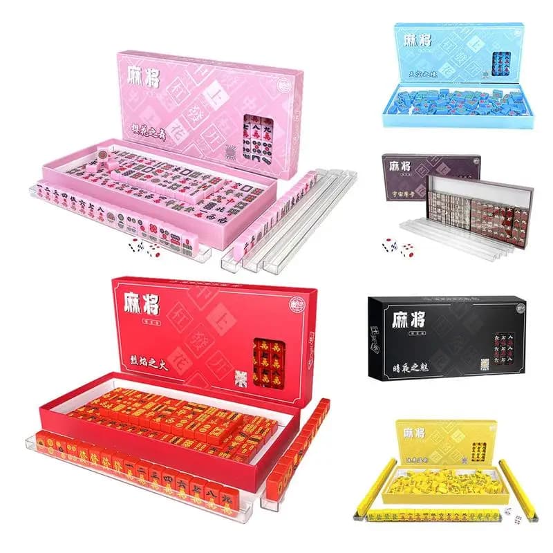 Piccolo Mahjong Set giochi da tavolo Mahjong portatile per adulti tradizionale cinese Mahjong piastrelle gioco di viaggio dormitorio all'aperto