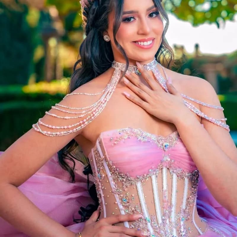 Abiti Quinceanera rosa personalizzati con spalle scoperte Seqian applique stratificazione di cristallo Tull Big Bow Vestido De 15 Quinceanera