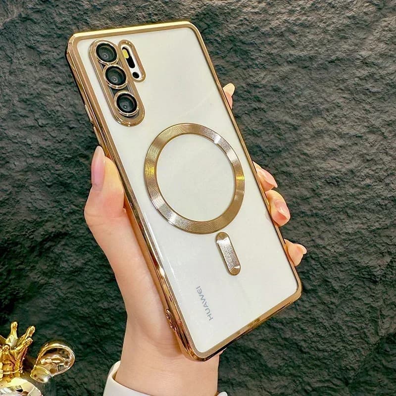 Custodia morbida trasparente magnetica di lusso per Huawei P30 P40 P50 Pro P30Pro P40Pro Magsafe Coperture protettive per lenti in vetro wireless