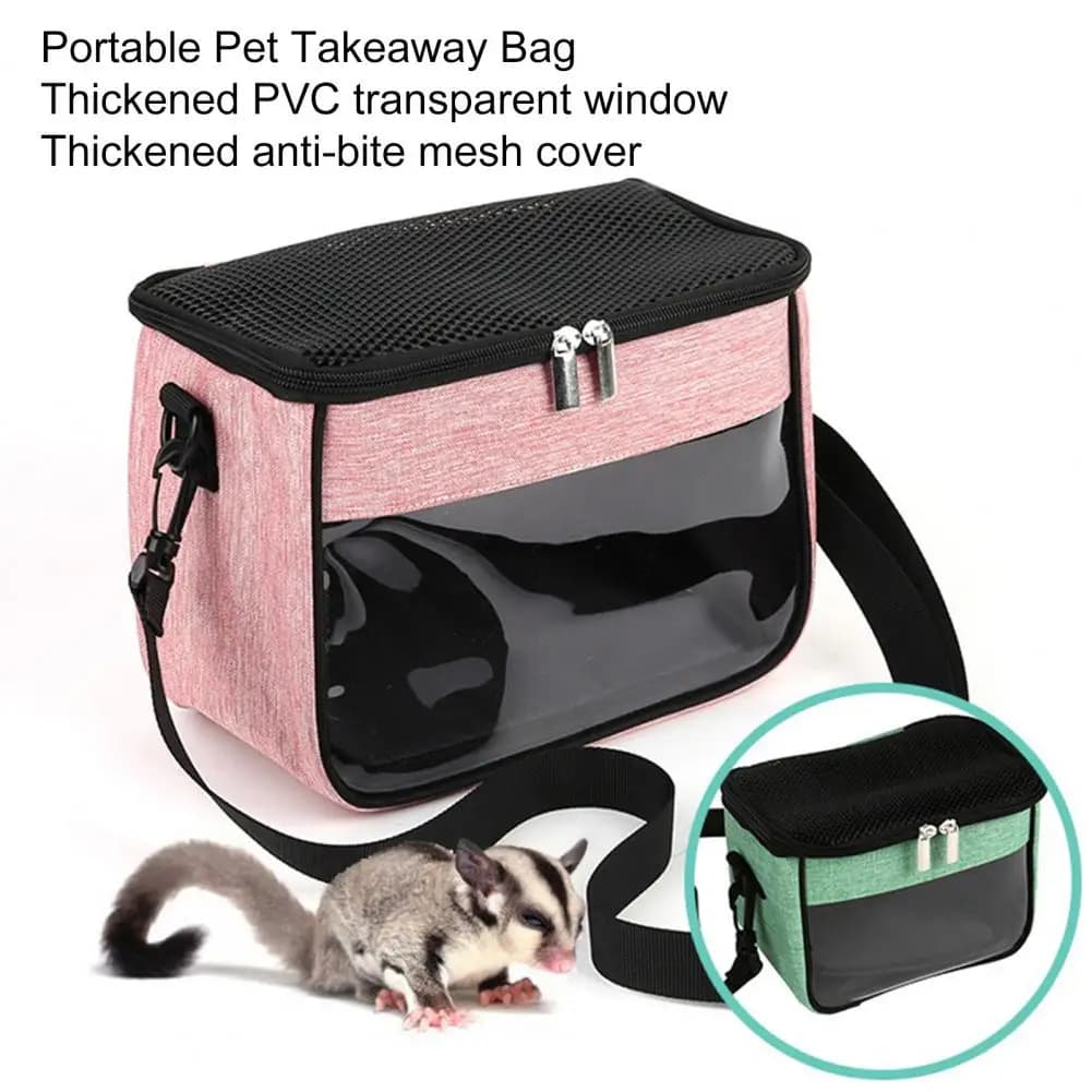 Borsa da trasporto per criceti con fodera rimovibile Finestra trasparente Imbracatura per criceti Ricci Chinchillas Ferrets Borsa da trasporto per piccoli animali domestici