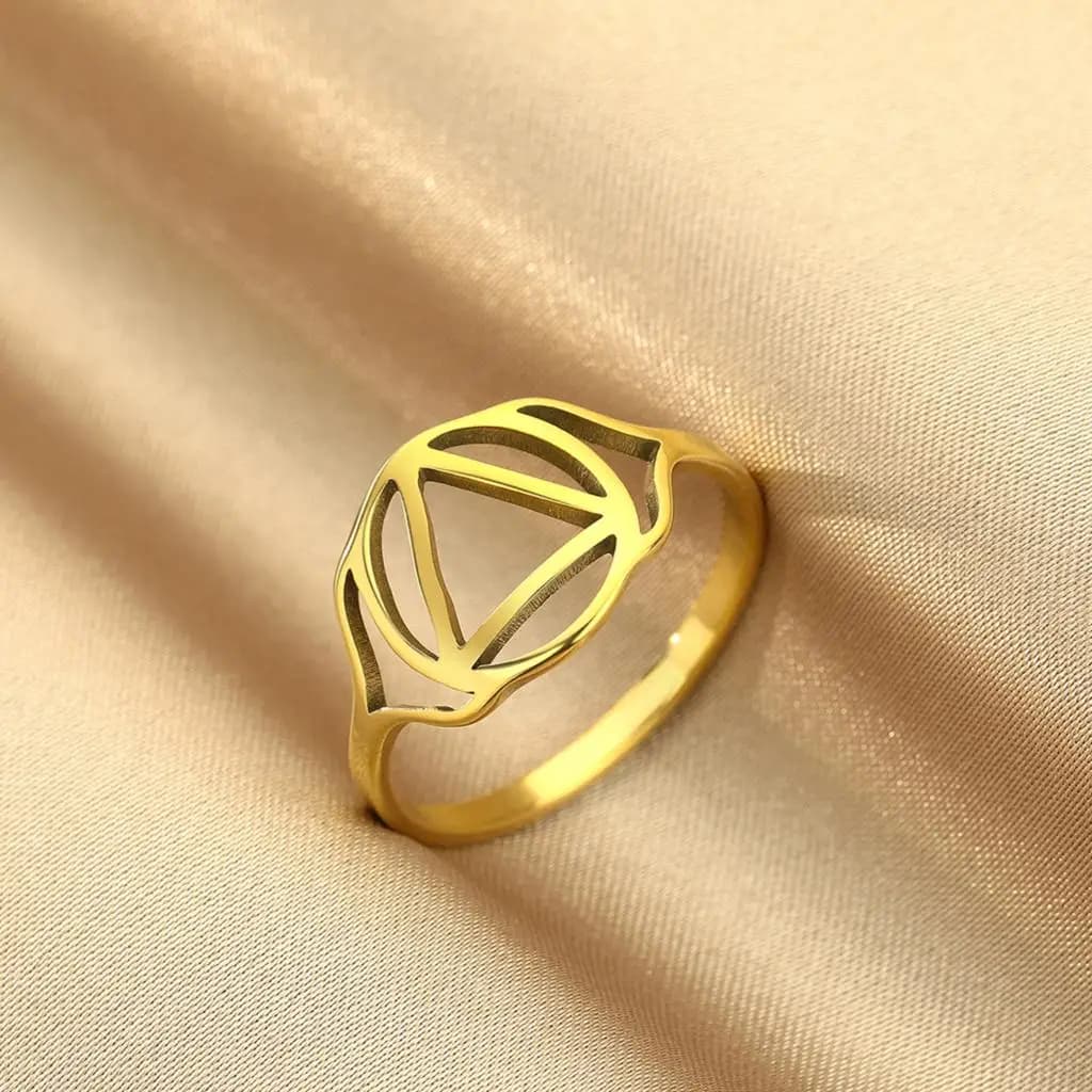 Kiniziale elegante e minimalista inciso al laser in acciaio inossidabile fatto a mano terzo occhio Chakra anelli gioielli Yoga regalo di anniversario