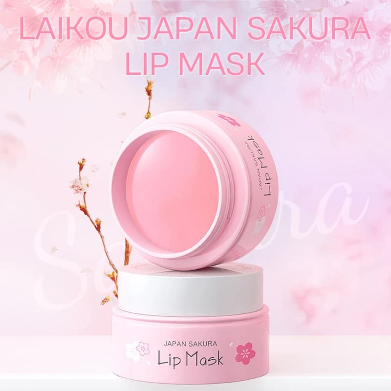 LAIKOU Siero Labbra ai Fiori di Ciliegio, Maschera Reparatrice per Labbra Secche e Screpolate, Reduce le Rughe Labiali, Essenza Hydratante, Cura di Bellezza Sakura 8g