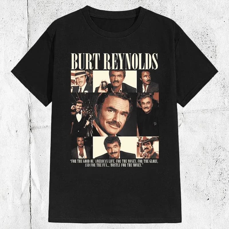 70s 80s Burt Reynolds Actor Movie T-shirt ,Graphic Short Sleeve Crew Neck Cotton T-Shirt