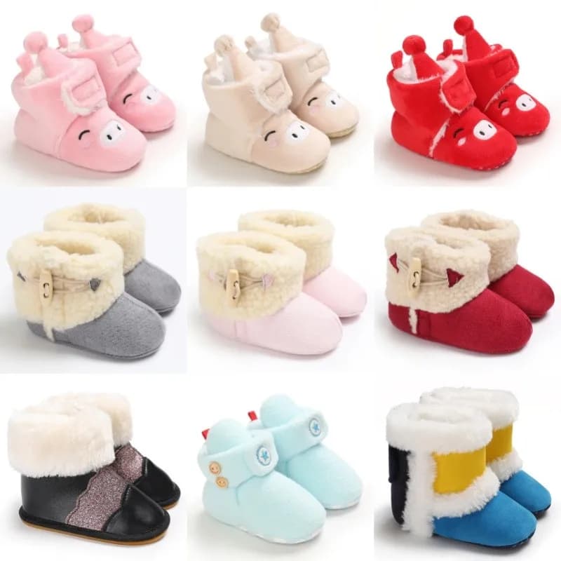 Novo Inverno Stivali da neve per bambini in cotone caldo con suola morbida, scarpe da prima infanzia per neonate da 0 a 18 mesi
