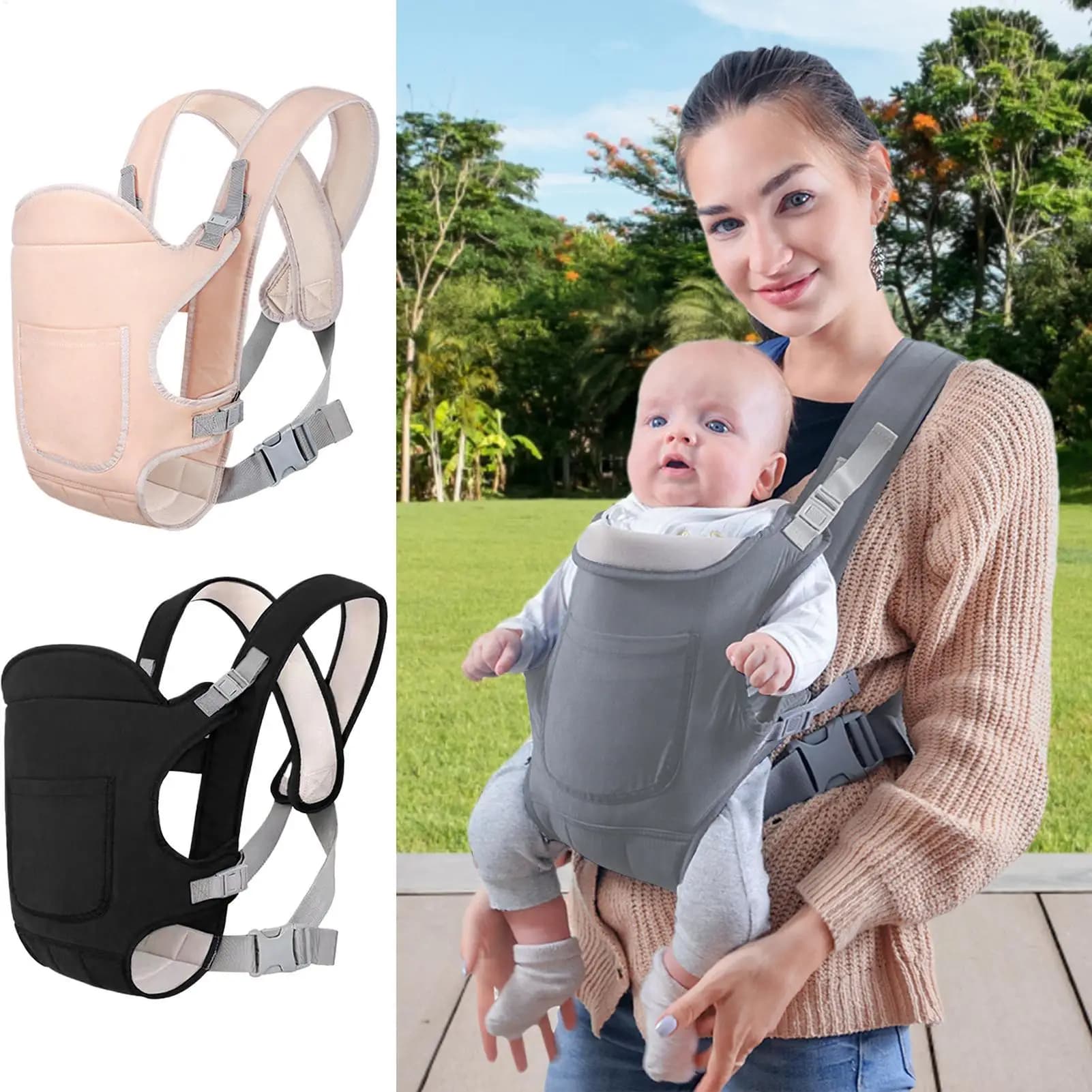 Marsupio Ergonomico per Neonati con Fibbia Regolabile, Supporto Multiposizione Sicuro, Seduta Ergonomica a Mani Libere per Lavori Domestici
