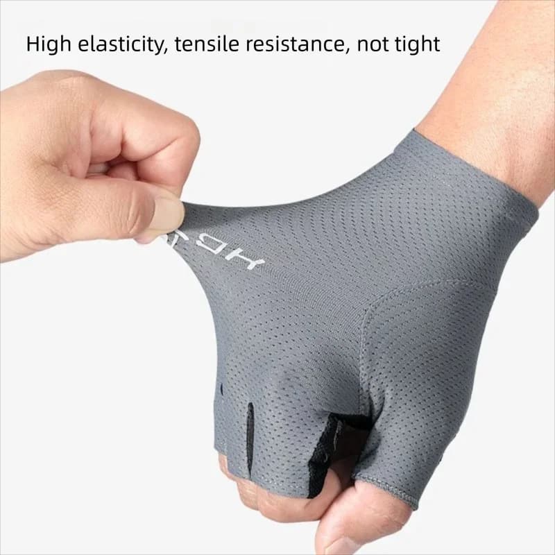 Guanti da ciclismo estivi in seta ghiacciata a mezze dita, antiurto, antiscivolo, traspiranti, senza cuciture, protezione solare per sport all'aperto