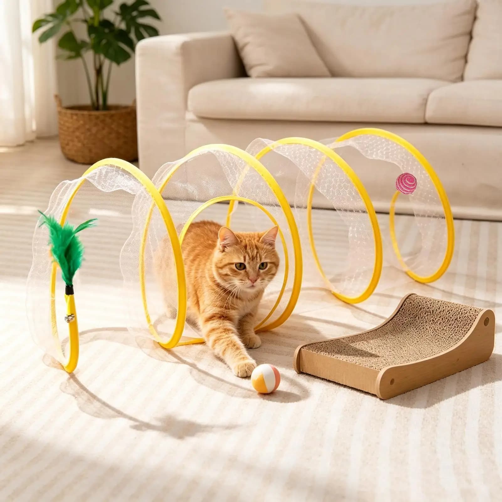 Spiral Tunnel Cat Toy Foldable Interactive Portable Channel Play Spiral Cat Tunnel Toy For Exercise Hunting Boredom Kitten