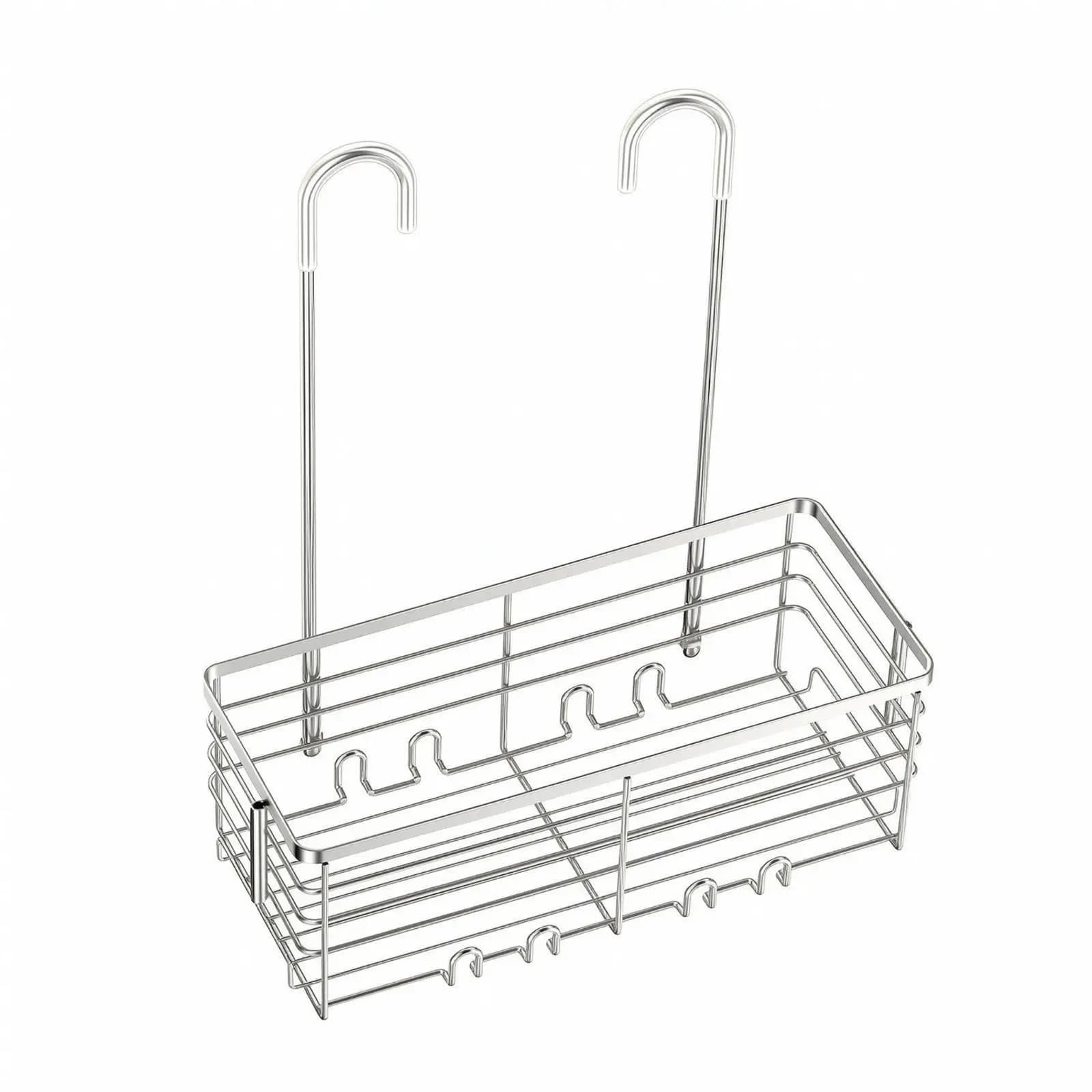 Bathroom Basket with Hooks Rustproof Wire Storage Basket with Suction Cups