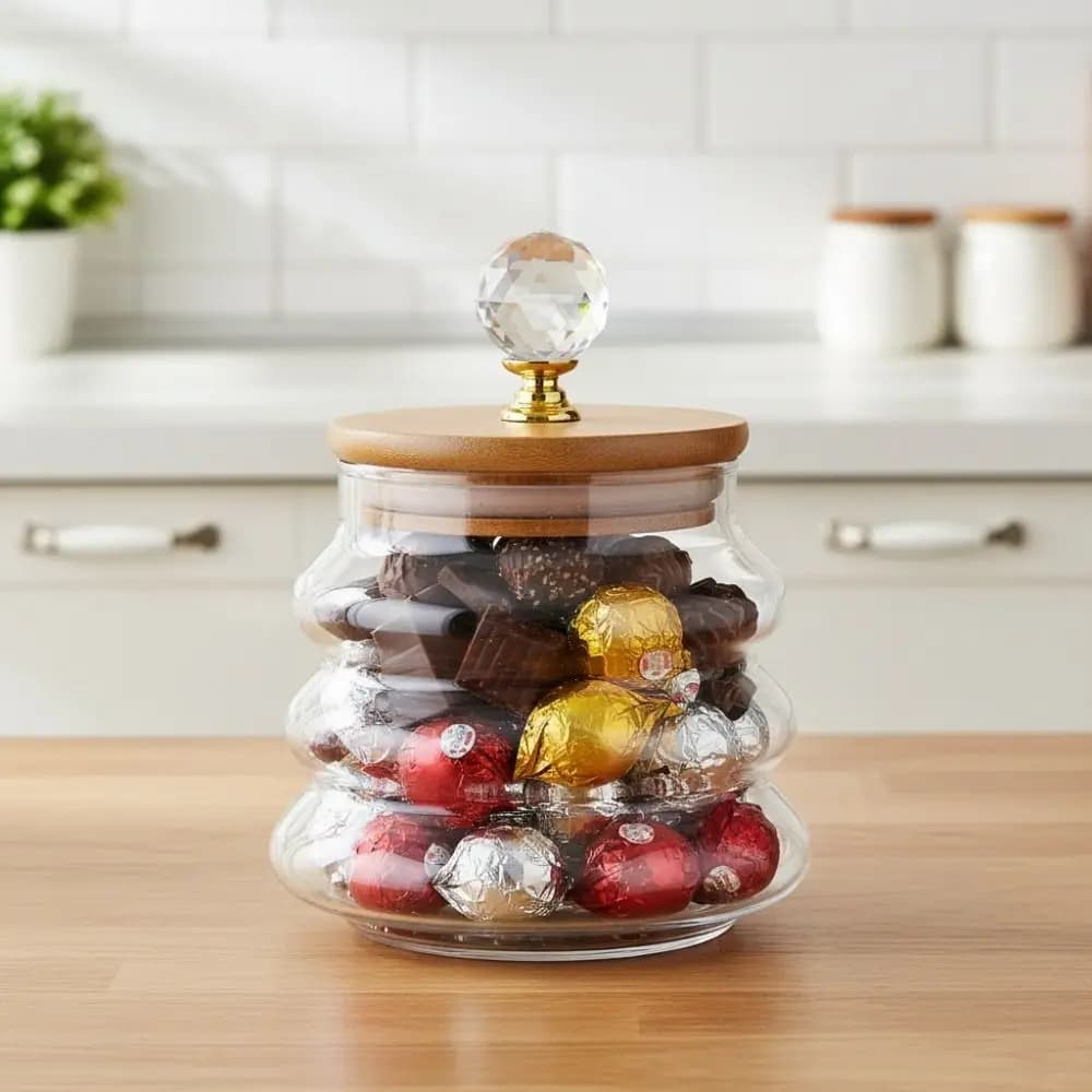 Simple Striped Pattern Glass Food Container Transparent With Lid Coffee Bean Storage Jar Household Grains Jar Sugar