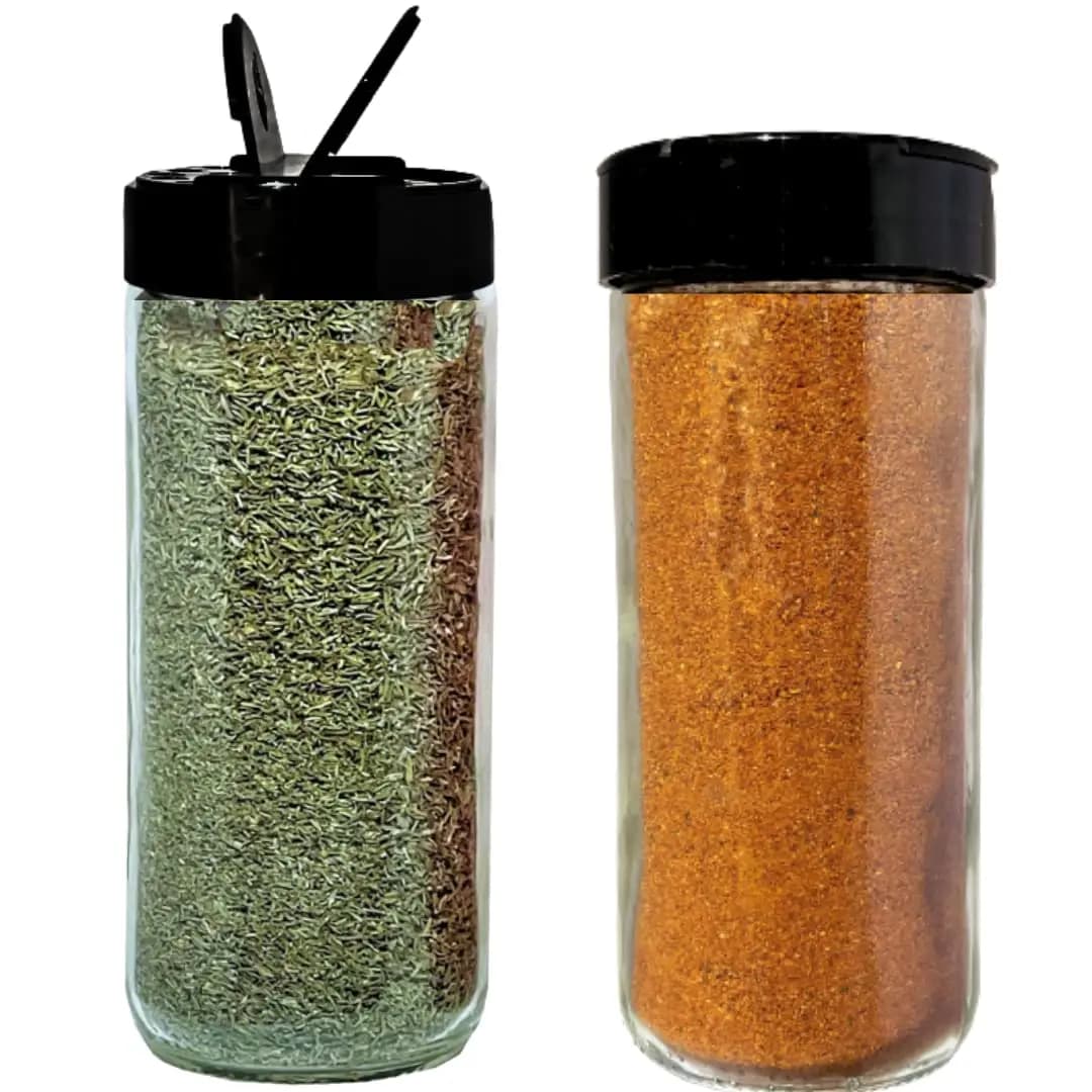 Set di 2 Bottiglie Shaker in Vetro da 16oz, Barattoli per Spezie Resistenti con Coperchi per Conservazione in Cucina e Organizzazione Erbe