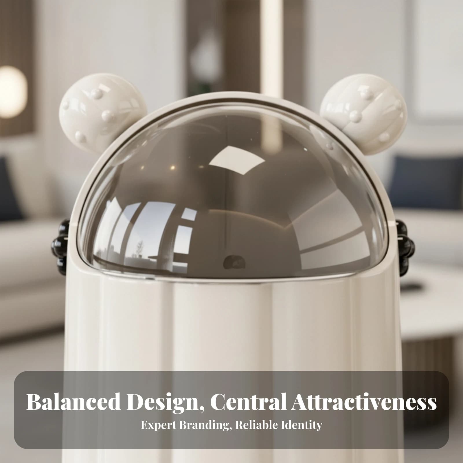 Domed Top Glossy Inner Inner Container Lidded Trash Can Decorative Bin Home Decor Bear Trash Can for Bathroom