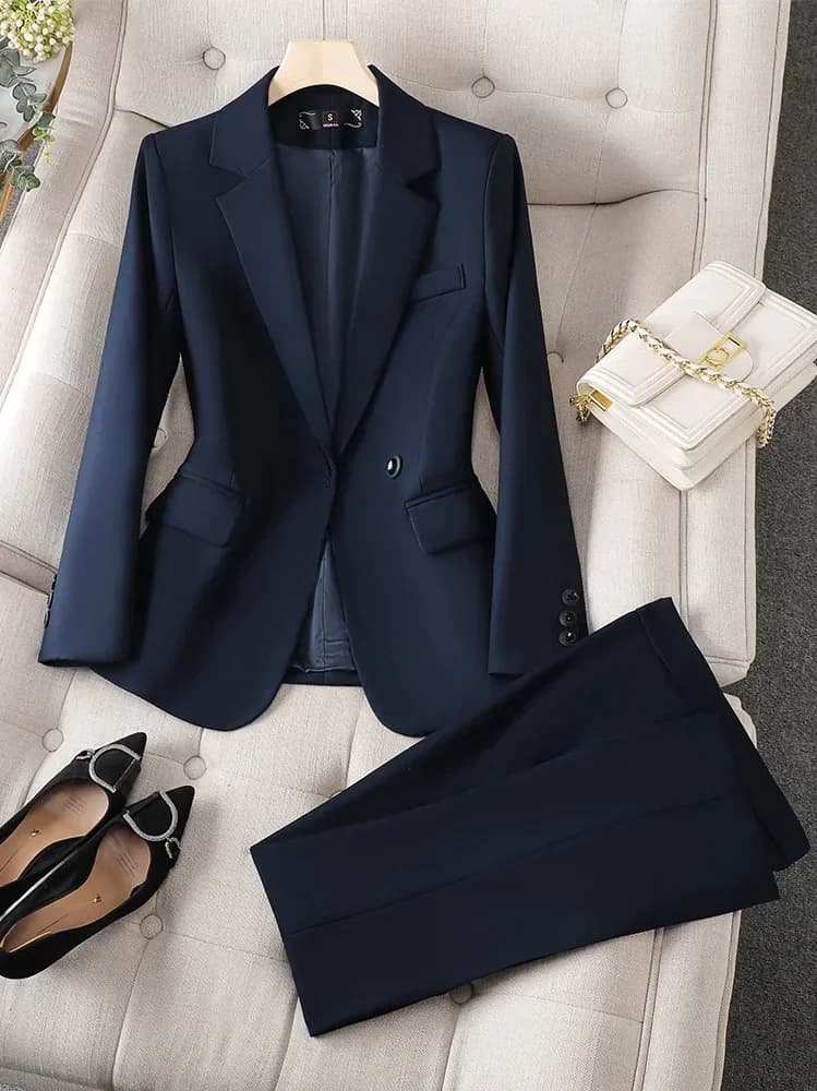 Office Wear Women Blazer Suits 2 Pieces Sets Elegant Fashion Chic Coats Casual Blazer Jacket And Pants Two Piece Set Career Suit