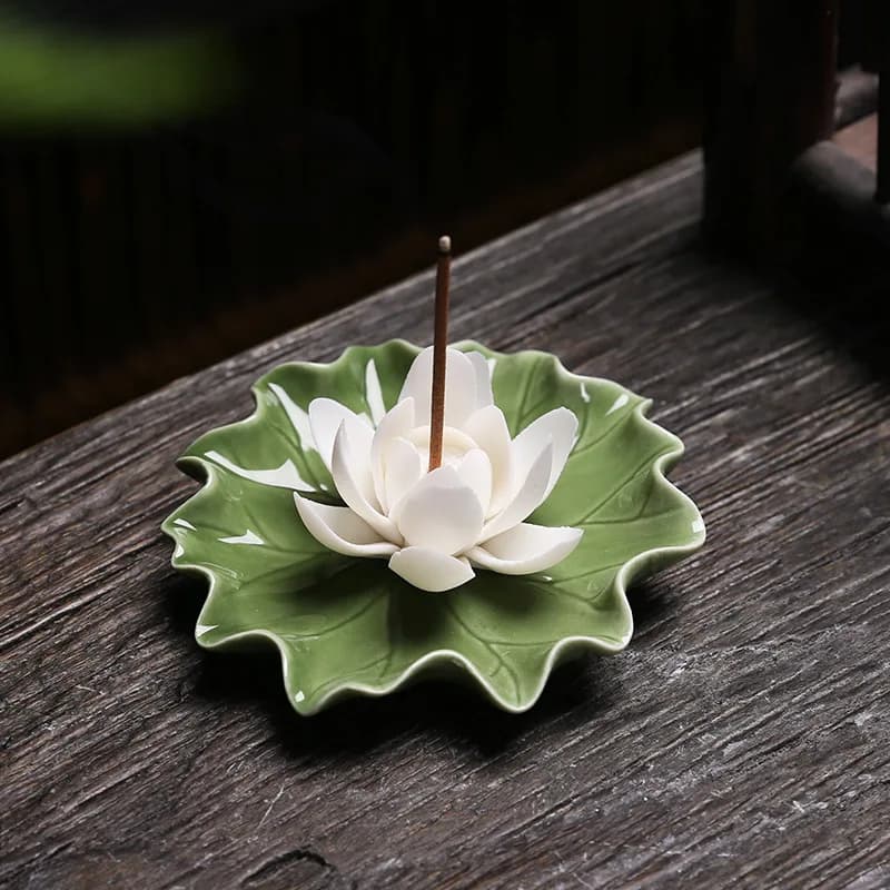 1 set di 4 opzionali, supporto per incenso Lotus Line con tappo a mano puro, ornamenti per la casa Yoga, supporto per incenso per stufa per aromaterapia, psicho