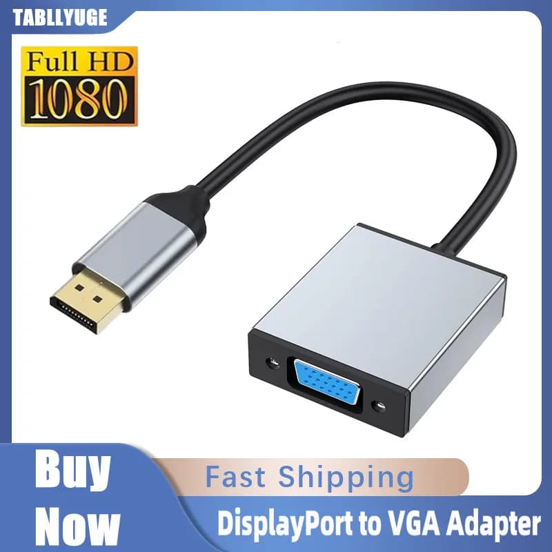 Adattatore convertitore da DisplayPort a VGA a HD 1080P per monitor TV per computer Proiettore compatibile con Lenovo Dell HP e ASUS