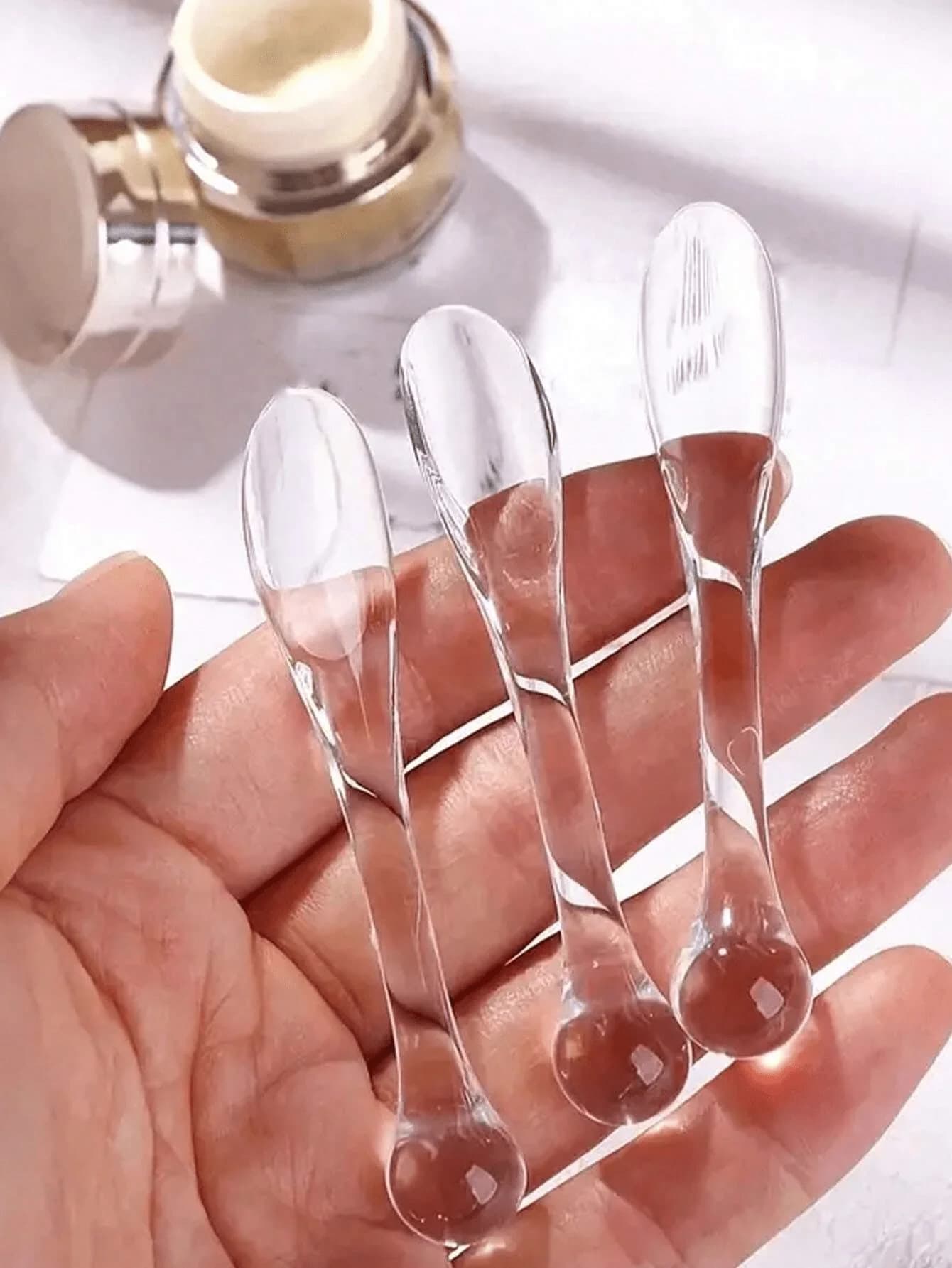 Set di 10/5/4/3 Spatole per Trucco, Cucchiaio per Miscelare Creme e Maschere, Strumenti di Bellezza Fai-da-Te, Rullo Assorbente, Applicatore per Trucco Viso