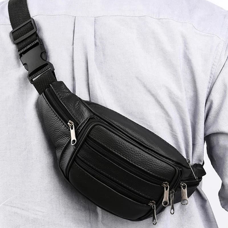 Men's Genuine Leather Chest Bags Crossbody Bag Luxury Design Durable Pockets Chest Bag Business Men's Handbag Shoulder Bag