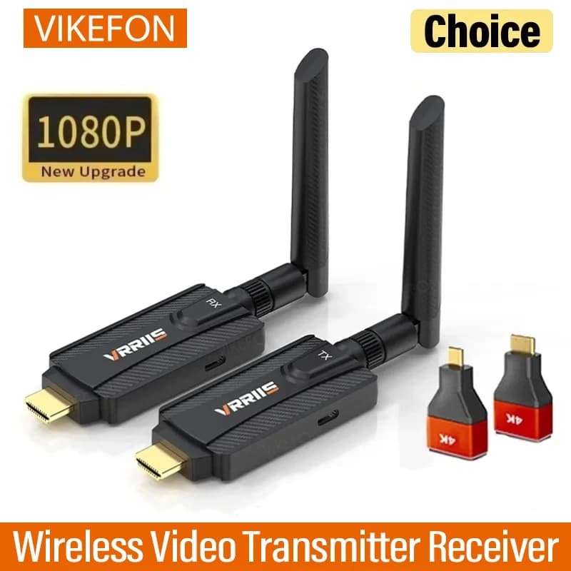 HDMI-Compatible 200M Wireless Video Receiver, Mirroring Display Adapter for Camera, PC, TV