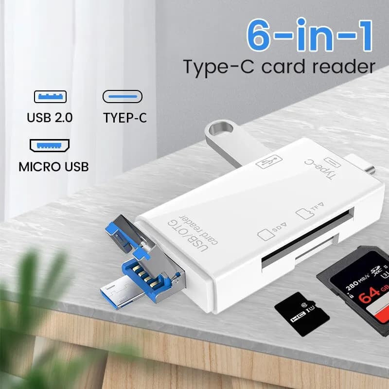 Card reader Otg type C Usb 2 0 Tf Mirco Sd Smart Memory Flash Memory Adapter Mini mobile phone accessories 6 in1