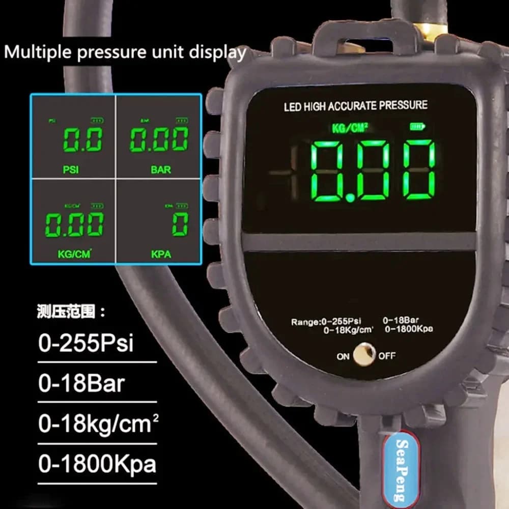 Pistola di sgonfiaggio per gonfiaggio pneumatici per auto digitale ricaricabile di tipo C Manometro per pneumatici per automobili Monitor della pressione dei pneumatici Gonfiatore rapido
