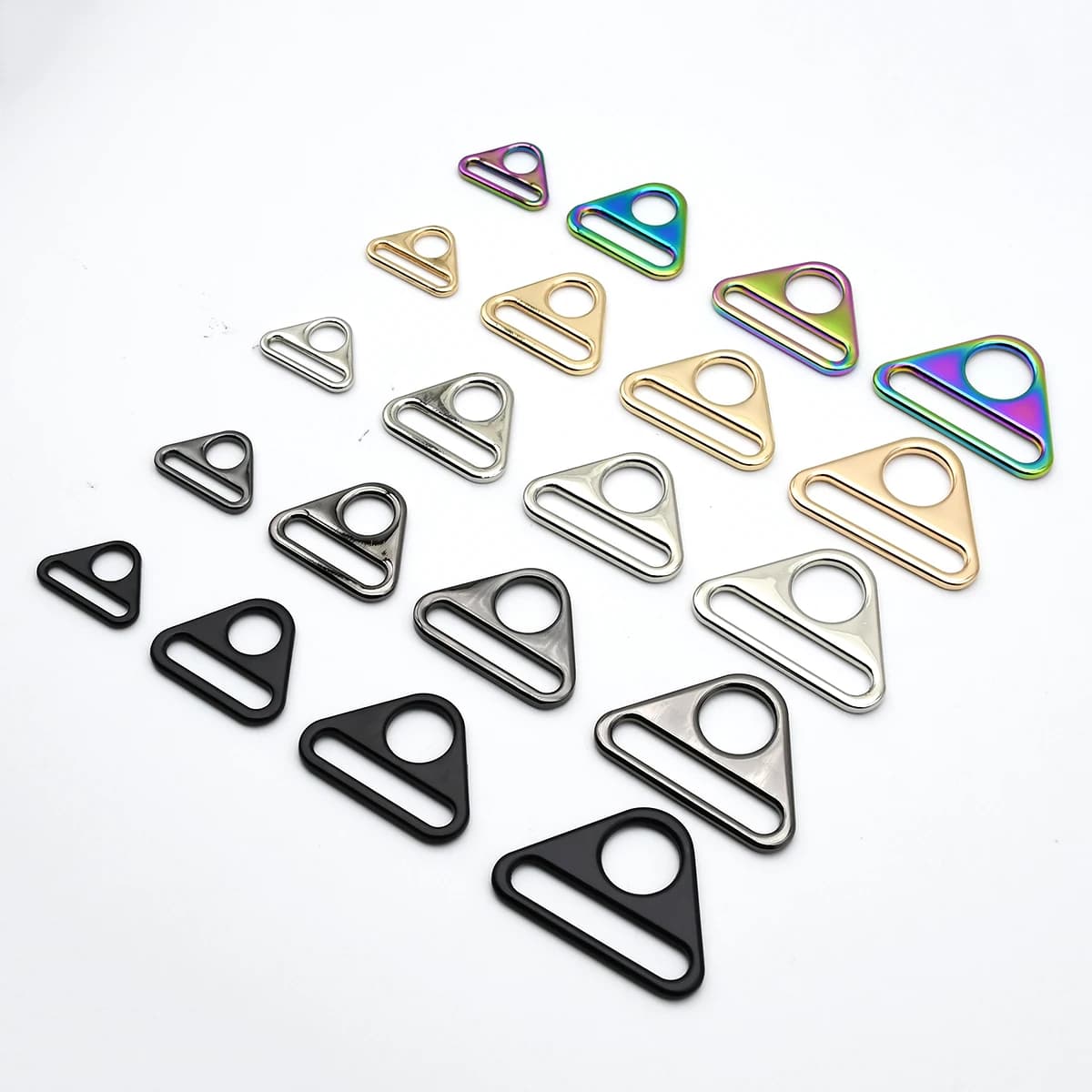 5 fibbie ad anello triangolare in metallo, regolatore della cinghia della borsa, borsa artigianale in pelle, parti dello zaino, cintura, bagagli, accessori hardware fai da te